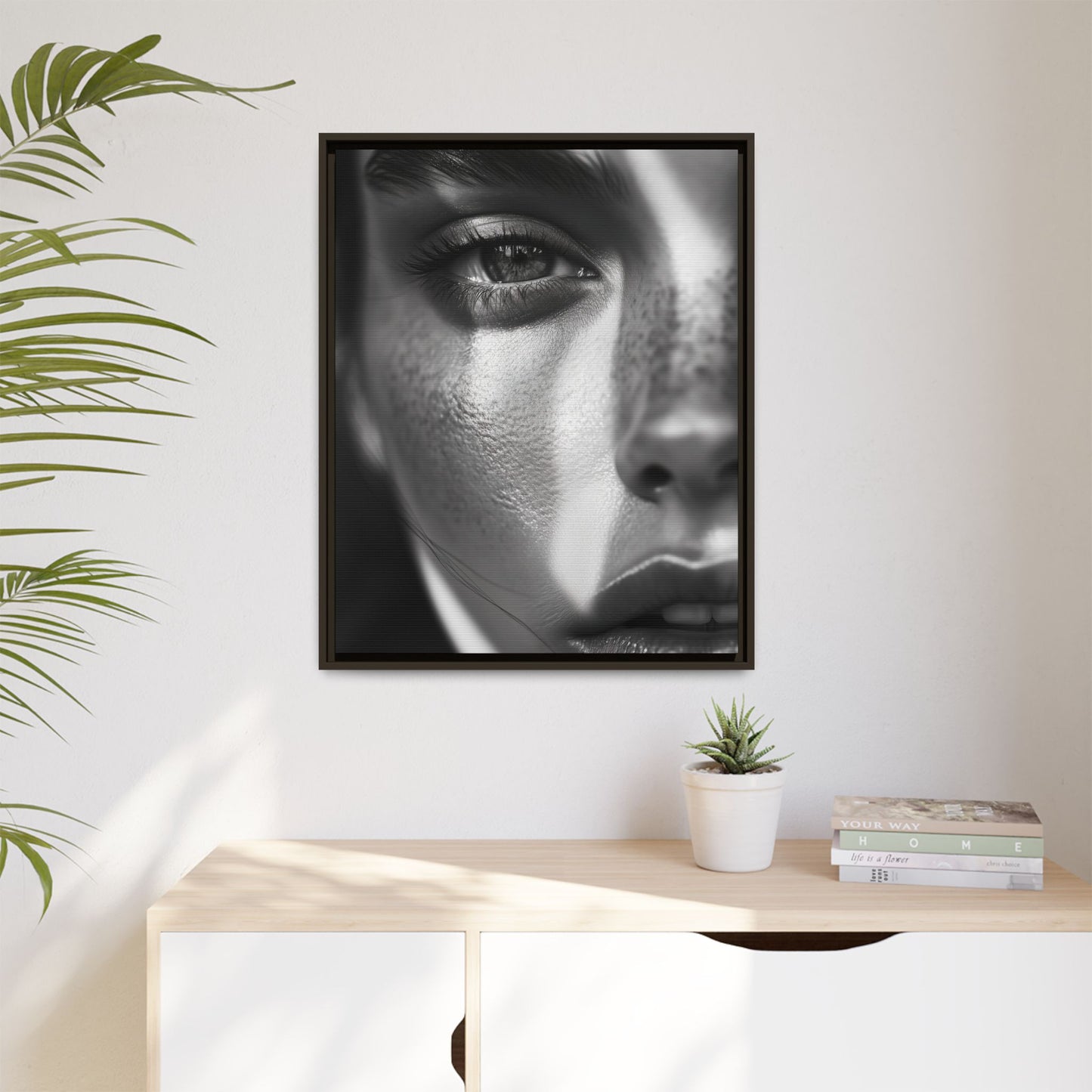 Monochrome Gaze - Framed Matte Canvas Art