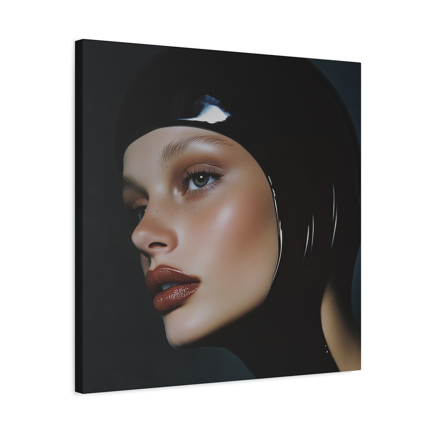 Noir Allure - Edgy Latex Portrait Matte Canvas