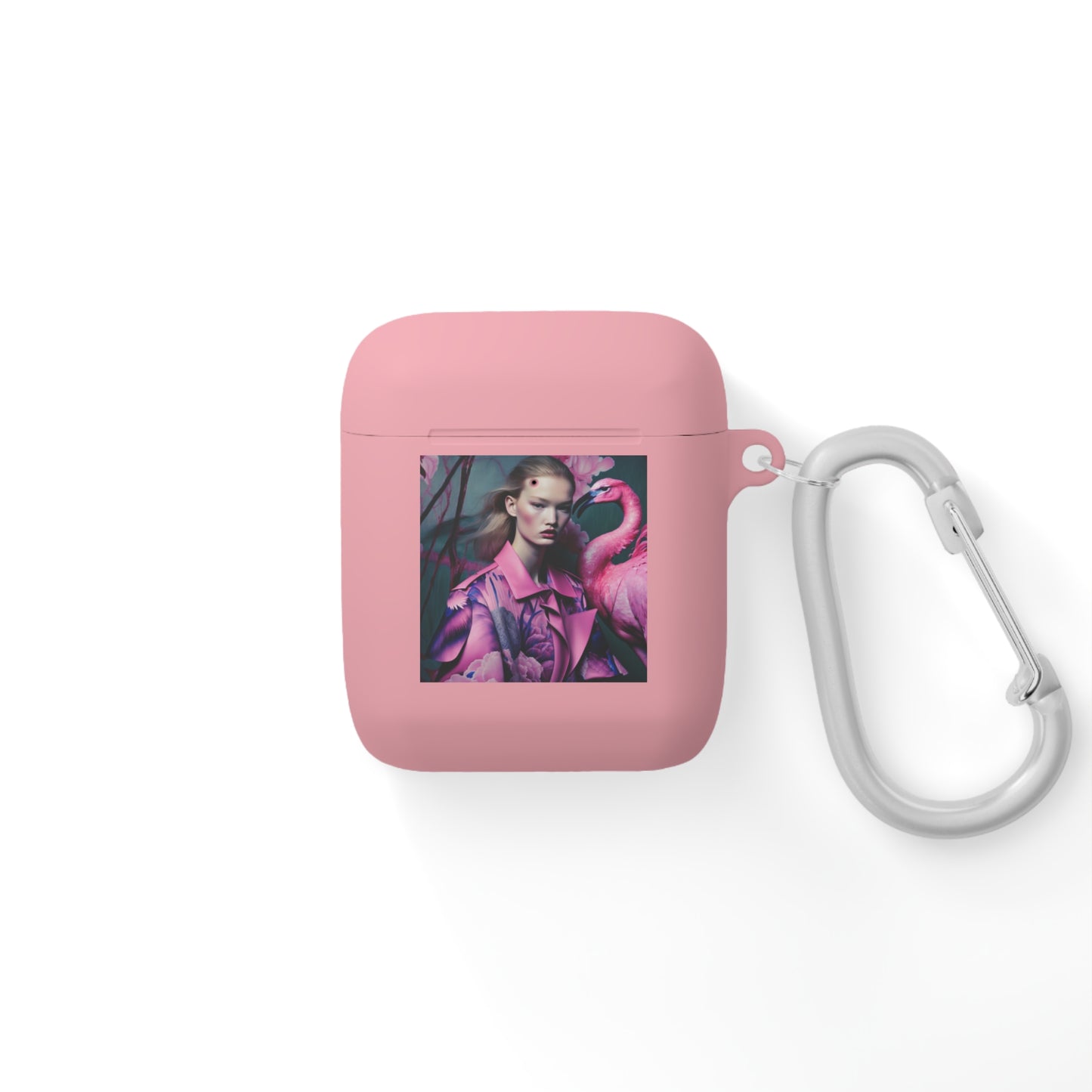 Flamingo Grace - Custom AirPods Case Cover with Carabiner