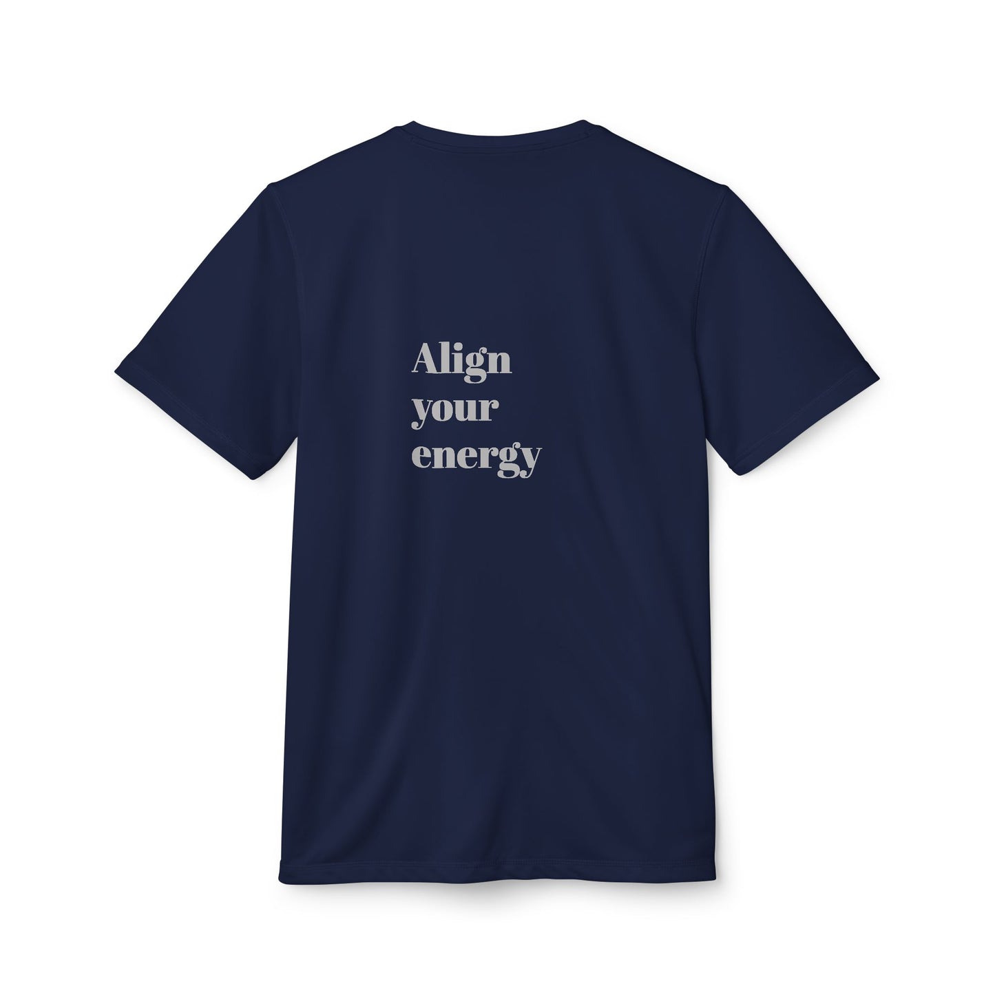 Adidas Unisex Sport T-shirt with Blue & Gold Abstract Portrait and 'Align Your Energy' Back Detail