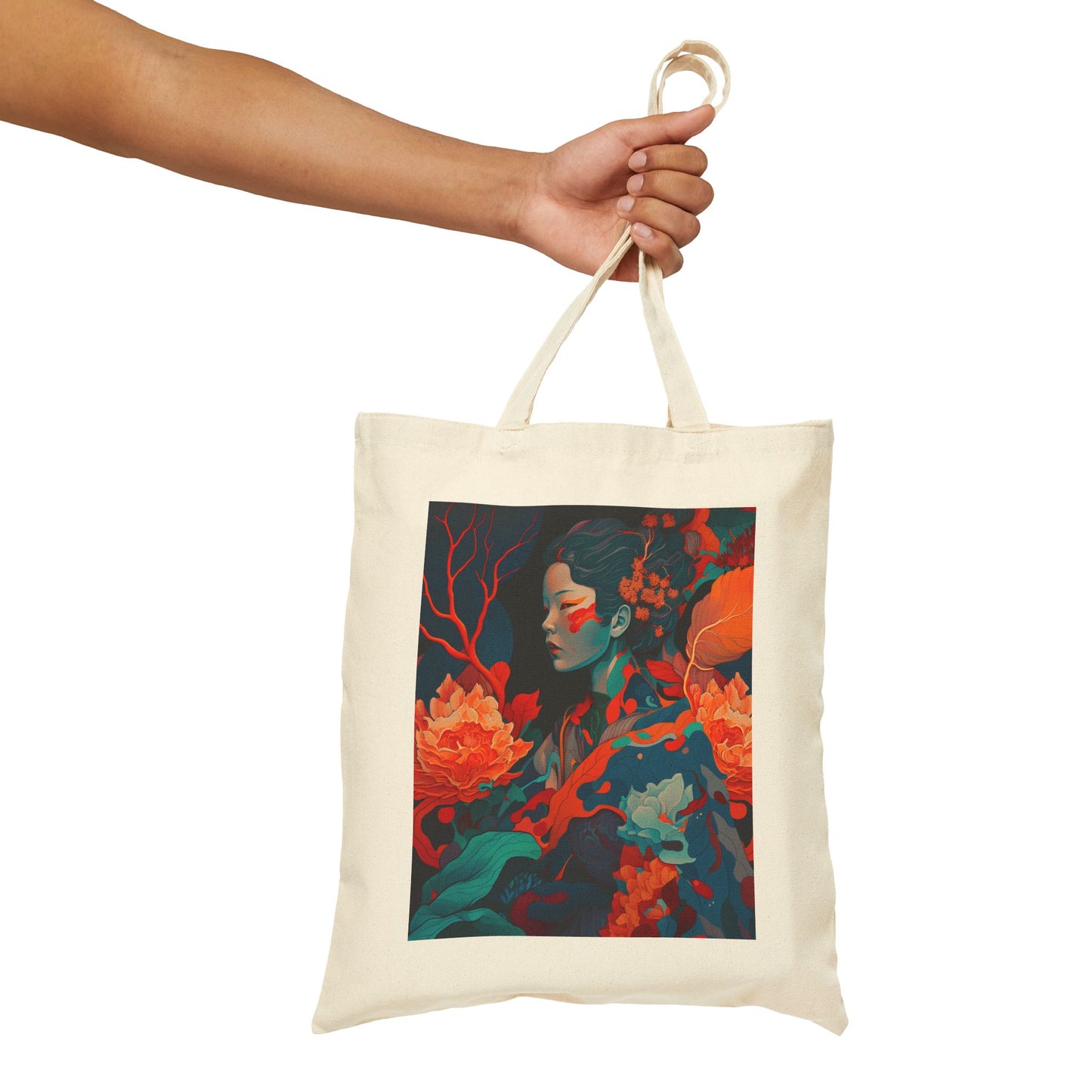 Floral Muse - Artful Cotton Canvas Tote Bag