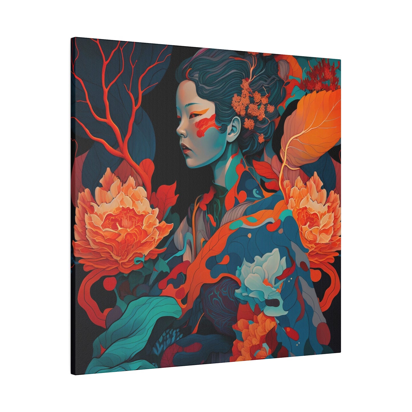 Whispers of Nature - Matte Canvas Art - Ethereal Portrait in Vibrant Hues on Stretched 0.75” Frame